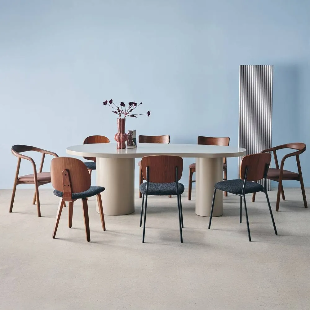 sweeek dining table with rubberwood structure, seats 8 in Light Grey 6