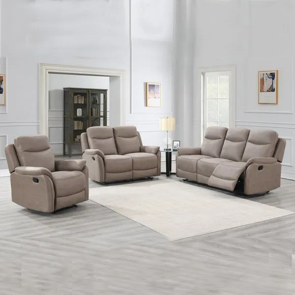 Evan Faux Suede 3 Seater Manual Recliner Sofa 2