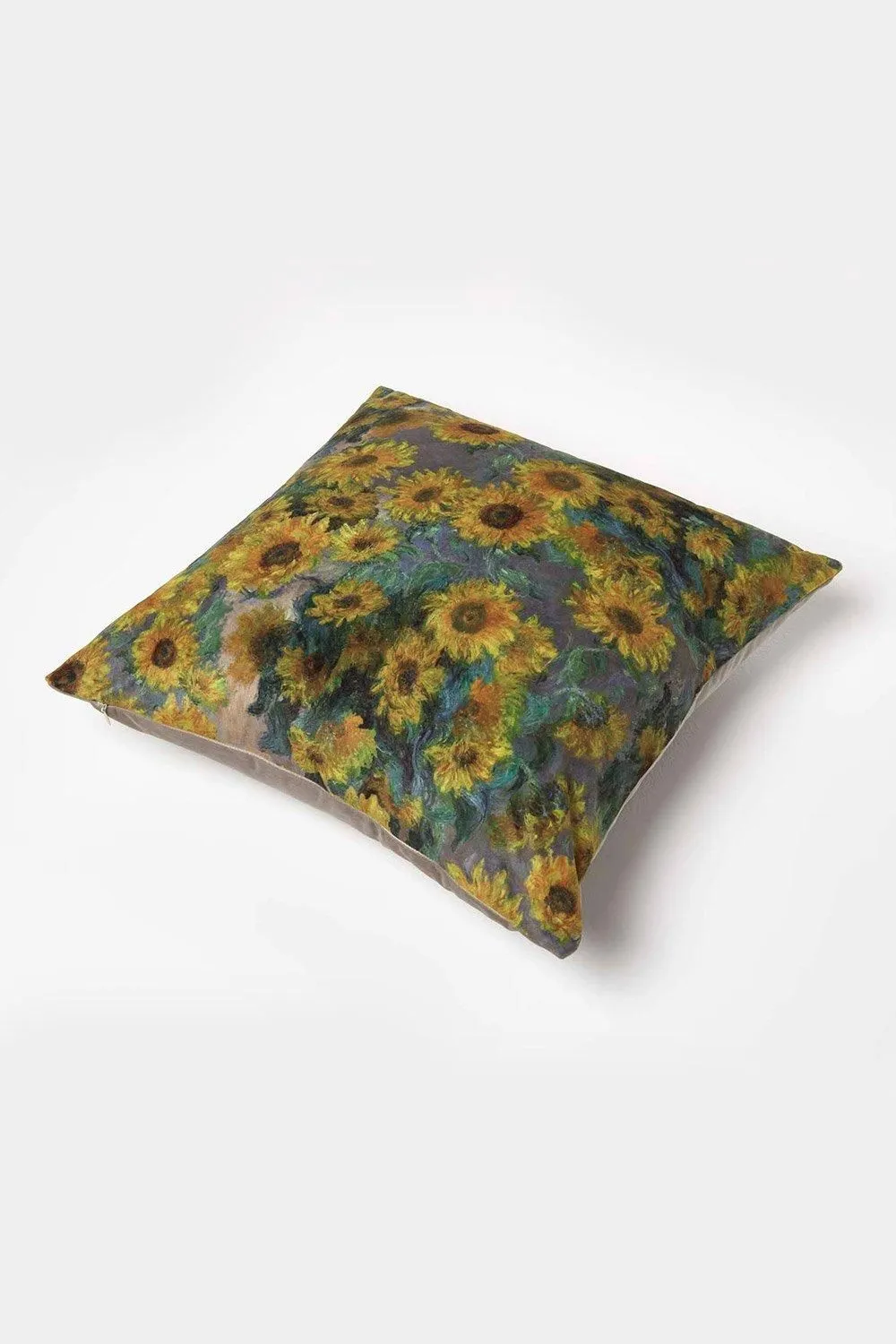 Homescapes Van Gogh Sunflowers Filled Velvet Cushion 46 x 46 cm in Taupe 5