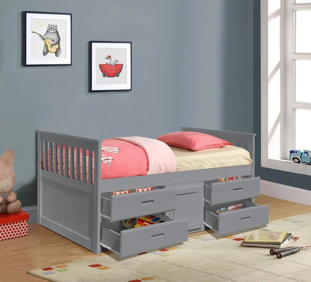Comfy Living Ltd 3ft Wooden Captains Bed With Drawers & Storage in Grey 3
