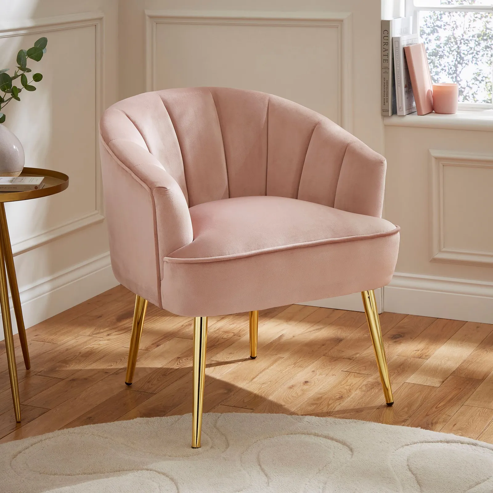 GFW Pettine Velvet Accent Chair in Pink