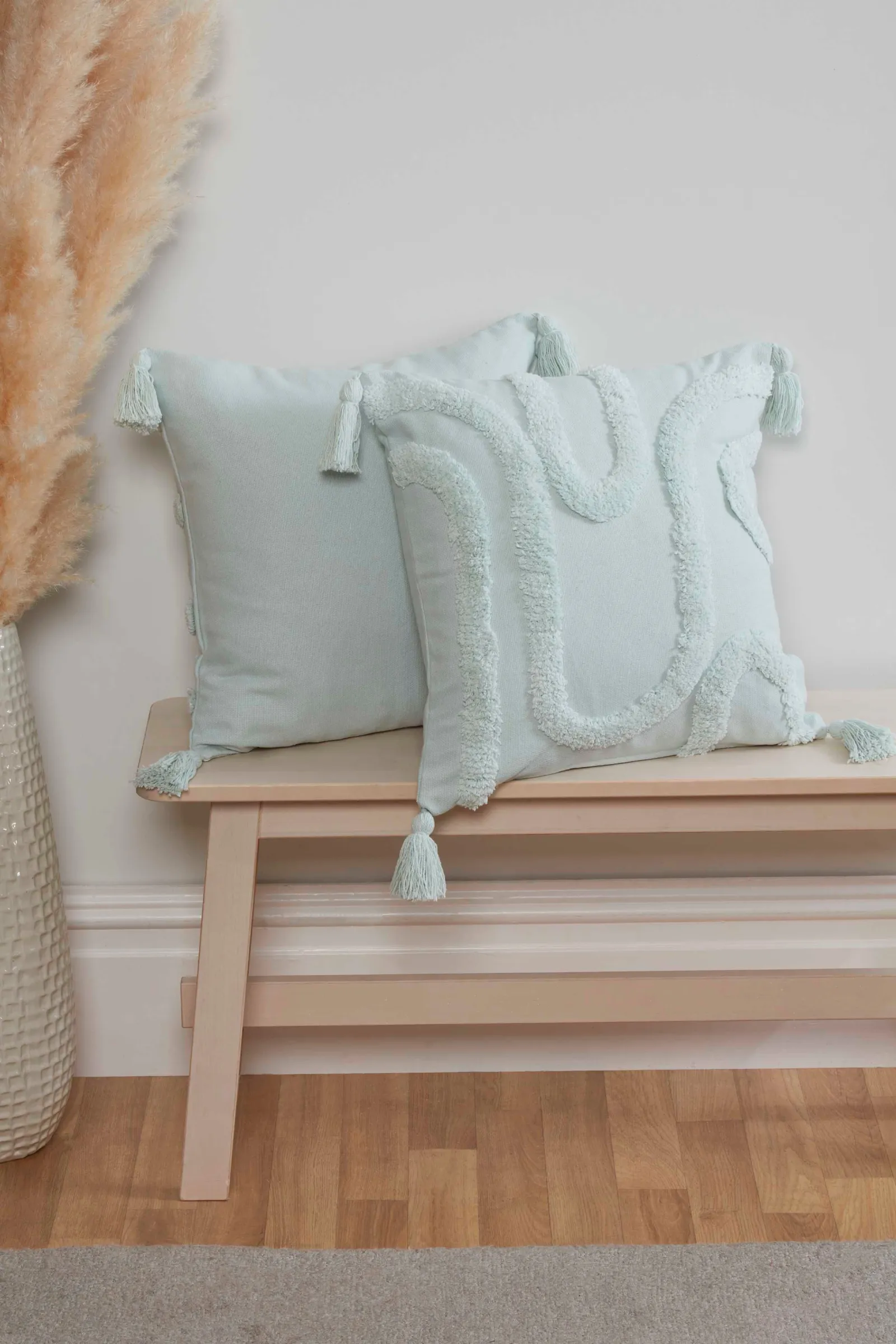 Rapport Home Cabana Tufted Cotton Cushion Cover (43x43 cm) in Aqua
