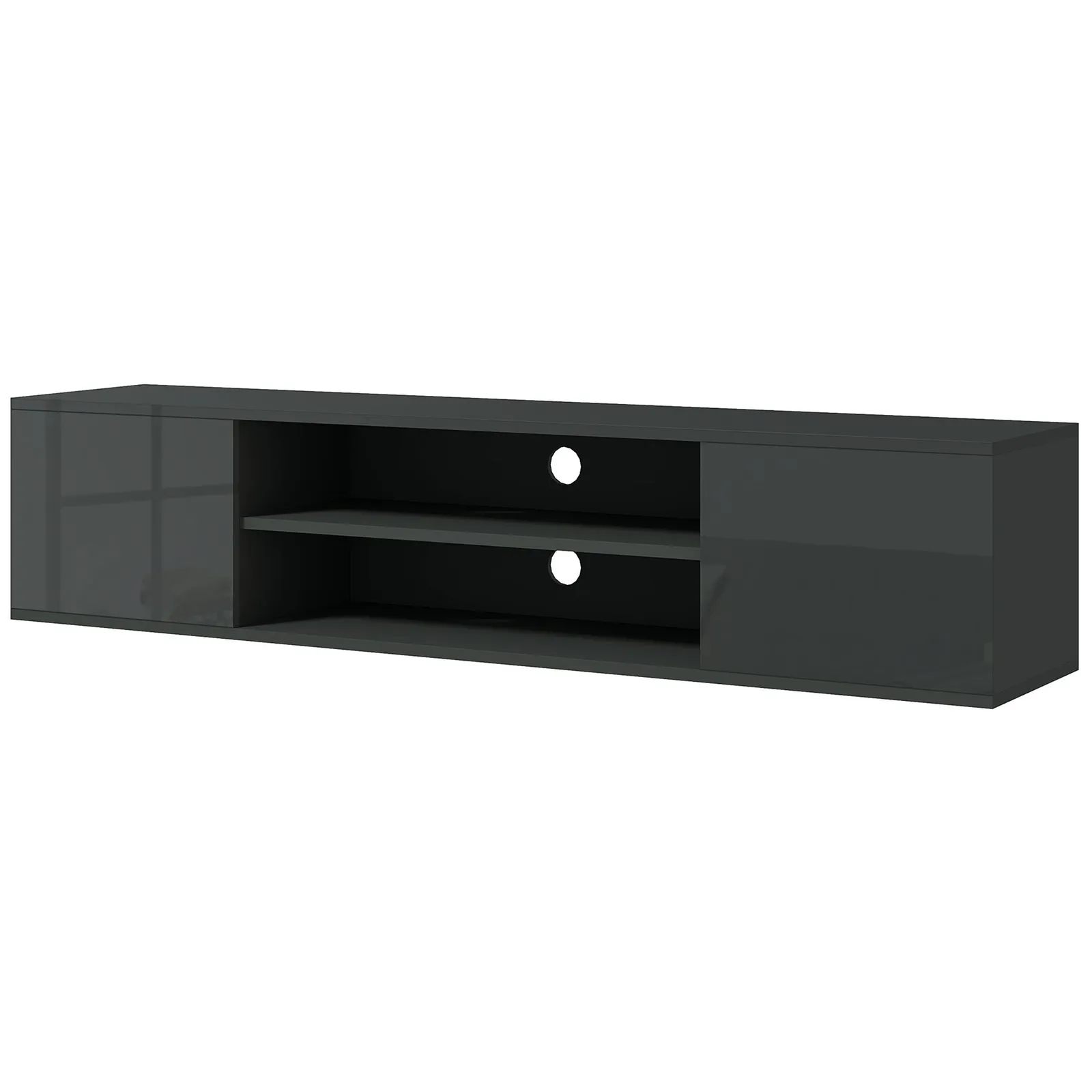 HOMCOM Floating TV Stand Cabinet for 60" TVs W/ Shelves & Cabinets in Grey
