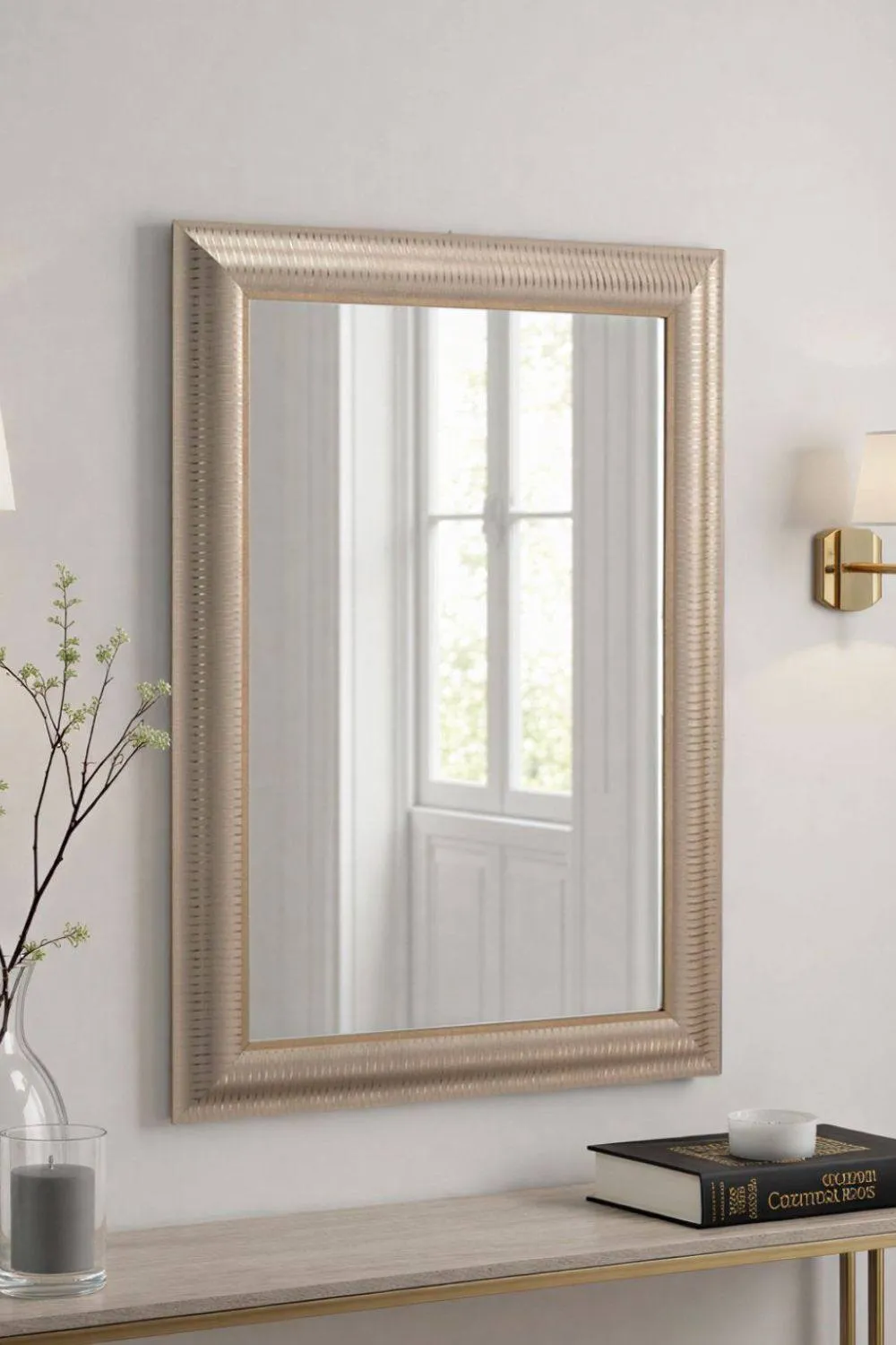 Yearn Mirrors Textured Gold Bevelled Wall Mirror