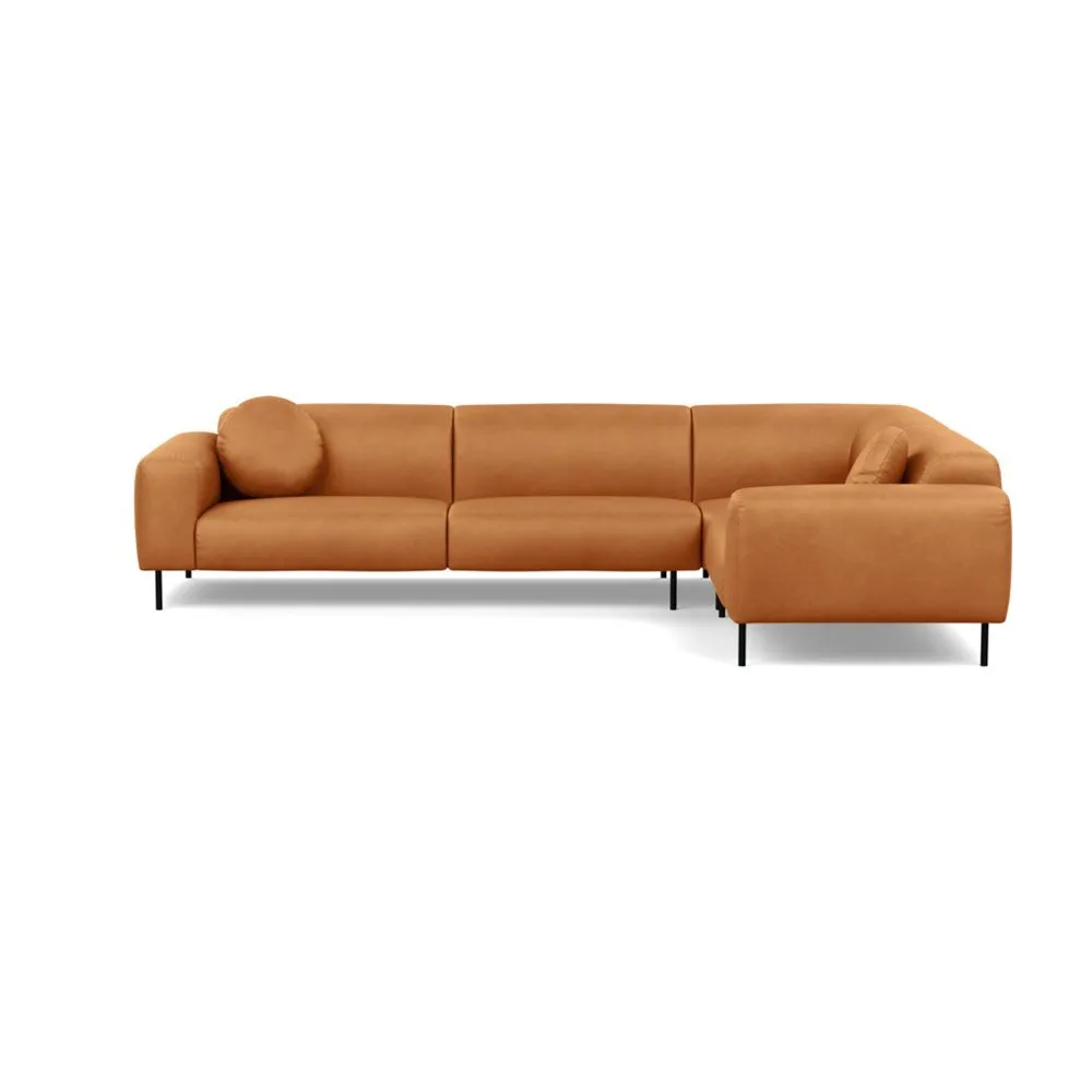 Heal's Luna Medium Right Hand Facing Corner Sofa Luxury Leather Canella Black
