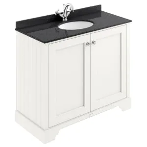 Bayswater Victrion Pointing White Traditional Freestanding Vanity Unit & Black Marble Top Basin - 1000mm
