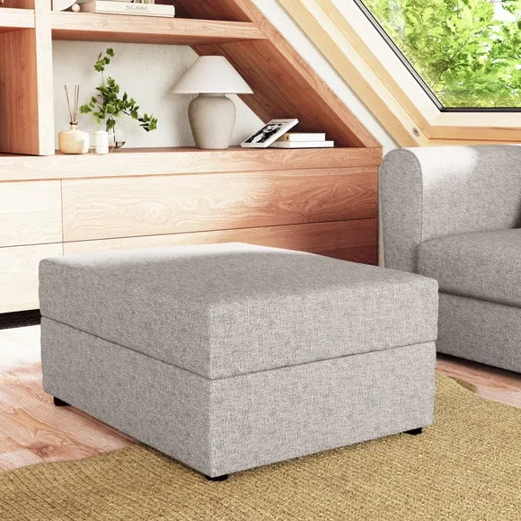 Rectangle Tonal Weave Storage Footstool 1