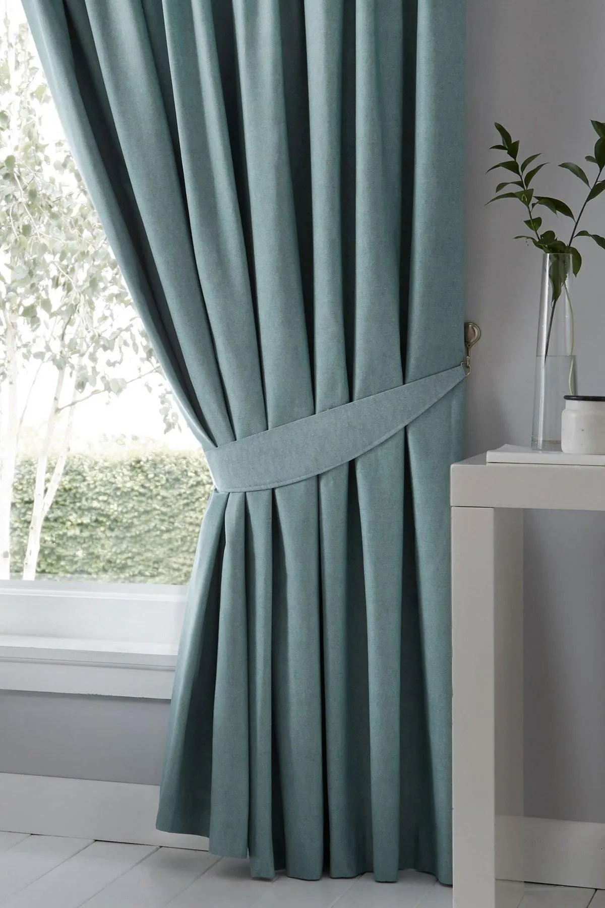 Fusion 'Dijon' Thermal & Blackout Fully Lined Pencil Pleat Curtains in Duck Egg Blue 3
