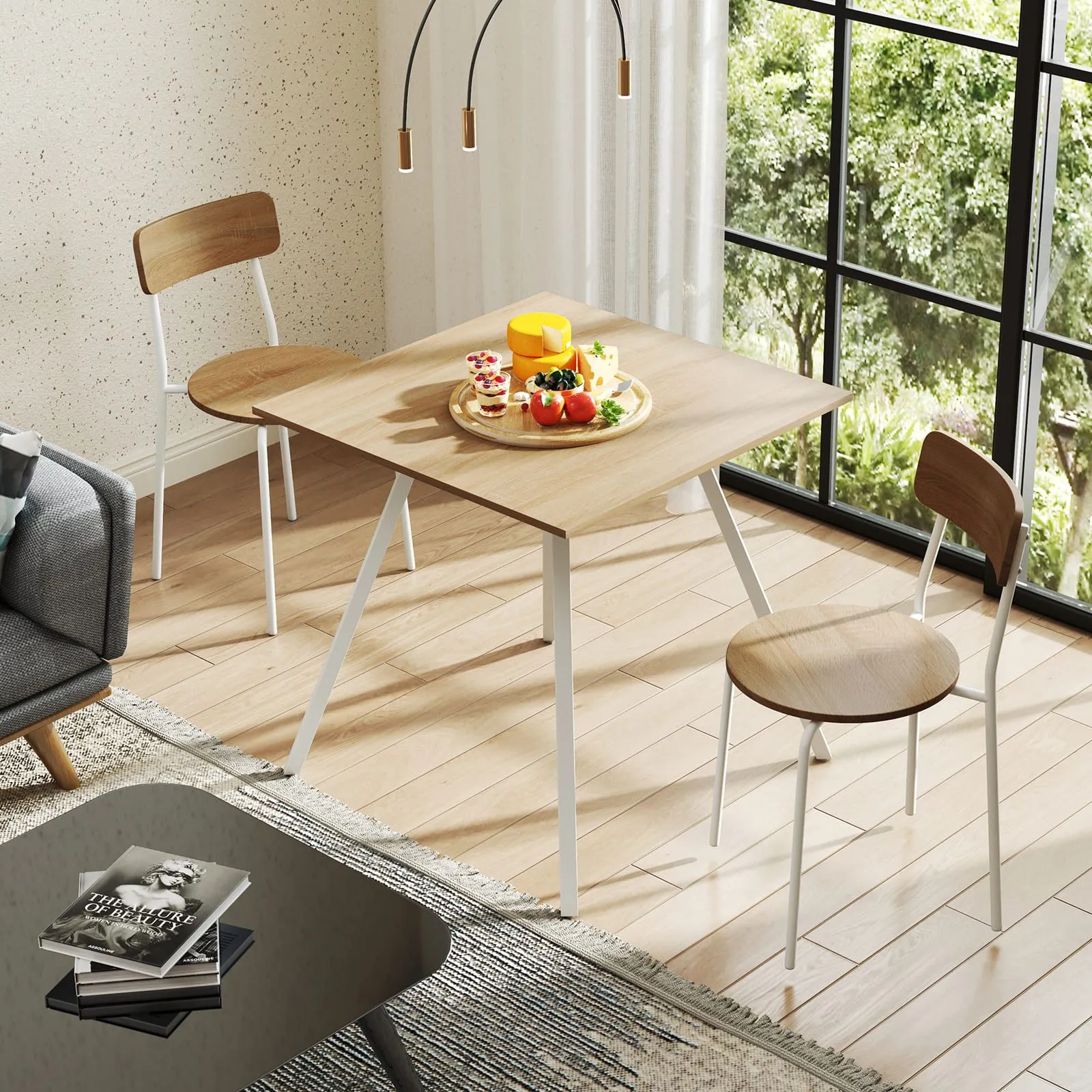 Costway 3-Piece Kitchen Dining Room Furniture Dining Table Set for 2 in White 3