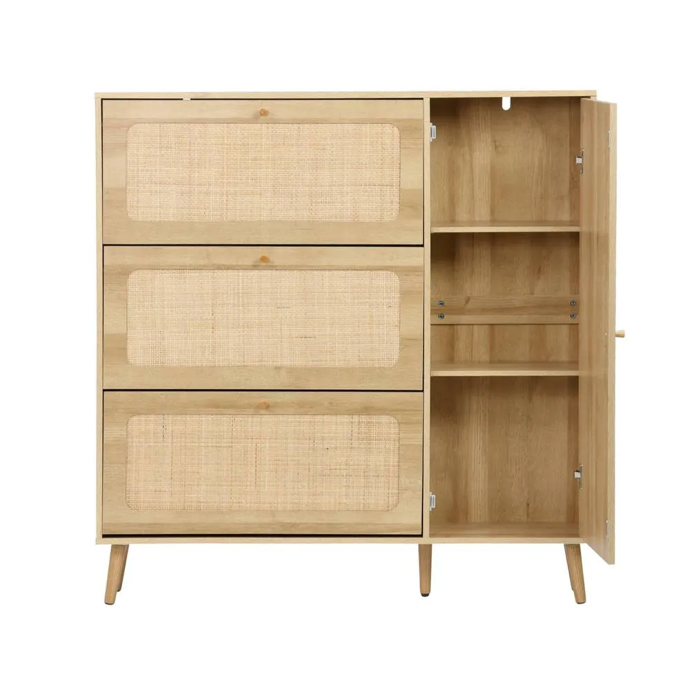 sweeek Canework shoe cabinet with 3 drawers in Beige 5