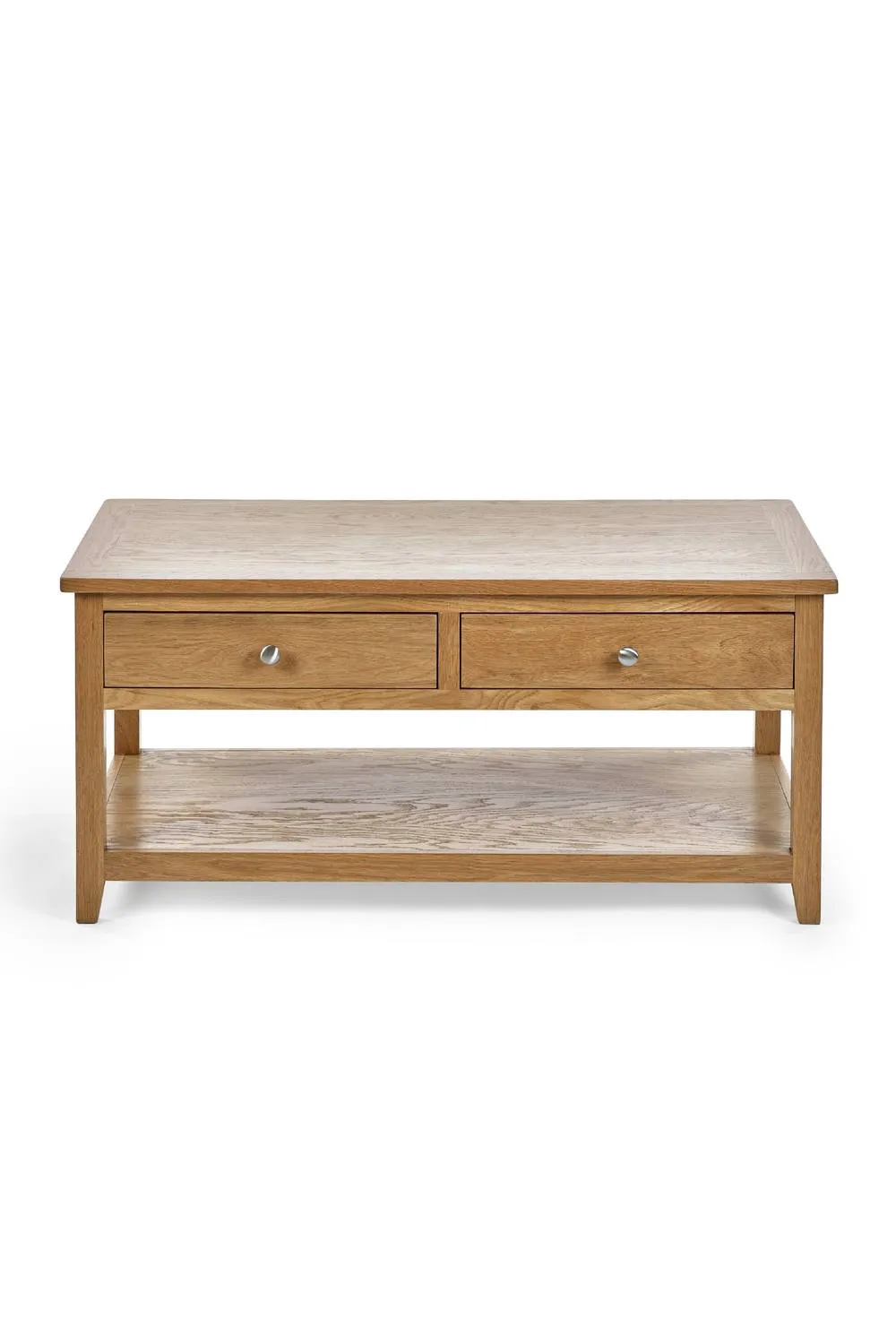 Julian Bowen Mallory 2 Drawer Coffee Table with Shelf in Light Oak 5