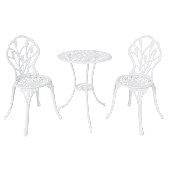 Cast Aluminium White Tulip Bistro Set 3