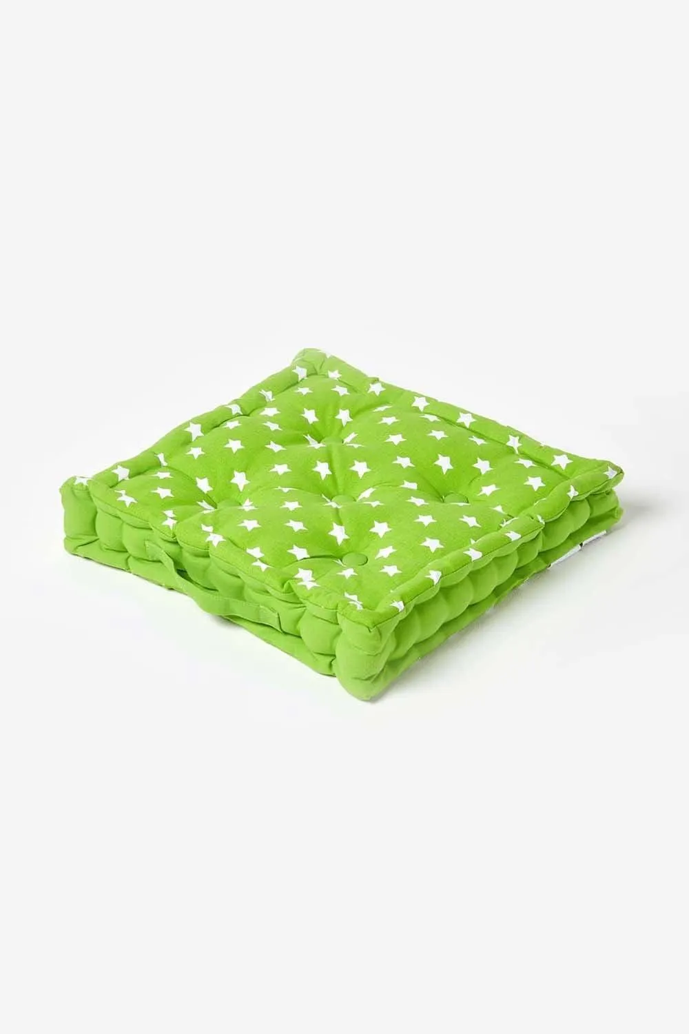 Homescapes Cotton Stars Floor Cushion in Green 1