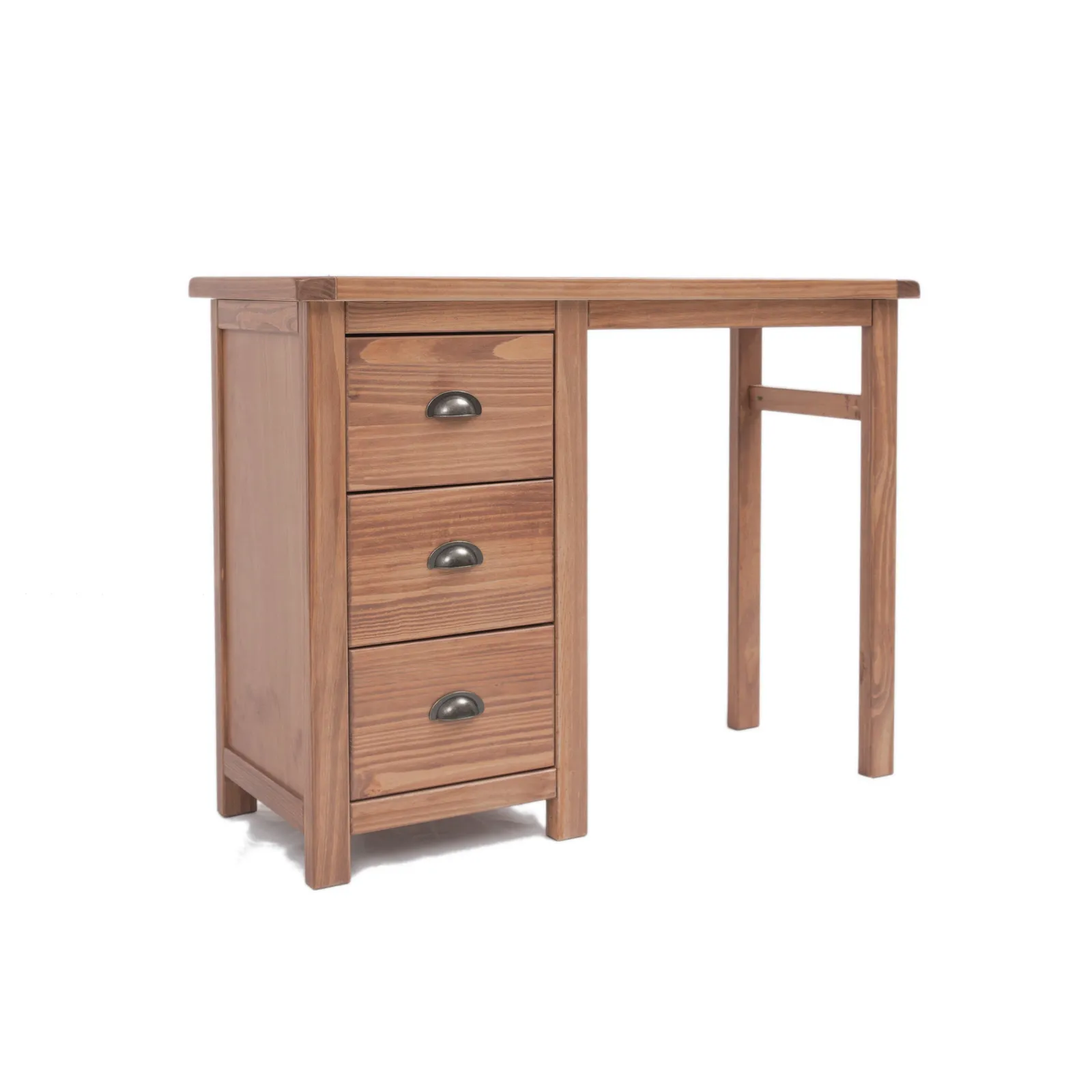 Cabinet Bits Padua 3 Drawer Desk - Dressing Table Brass Cup Handle in Brown 2
