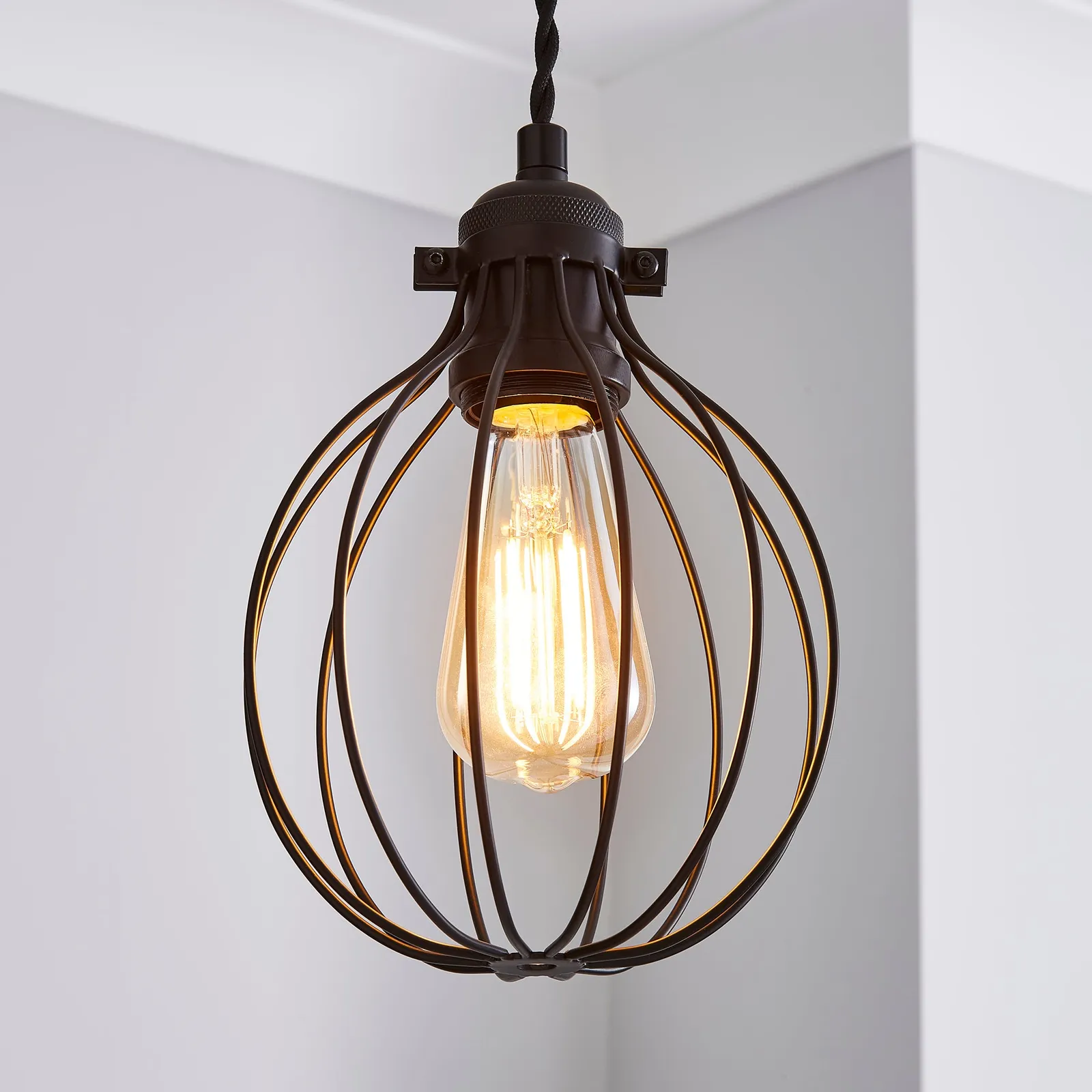 Charlie Industrial Bulb Cage Black