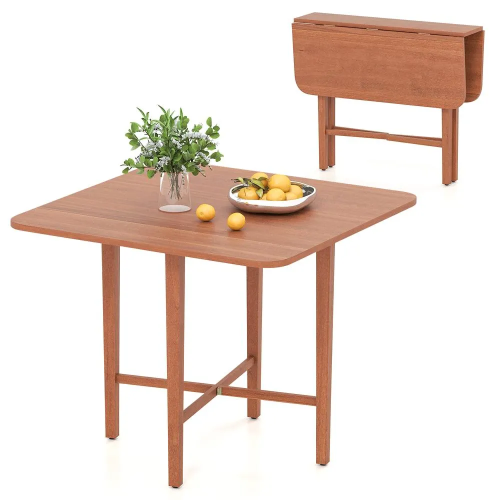 Costway Extendable Wooden Dining Table Foldable Drop Leaf Kitchen Table in Brown 3