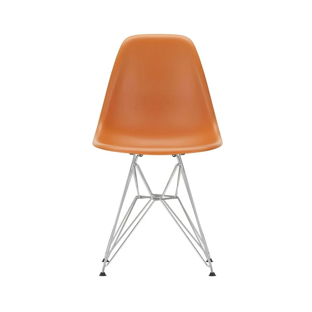 Vitra Eames DSR Side Chair New Height Rusty Orange Chrome Base