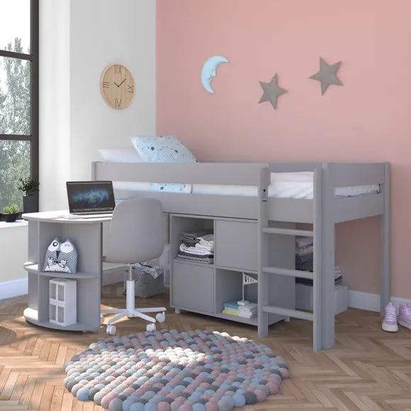 Uno Midsleeper With Pull Out Desk And Cube Unit Pine