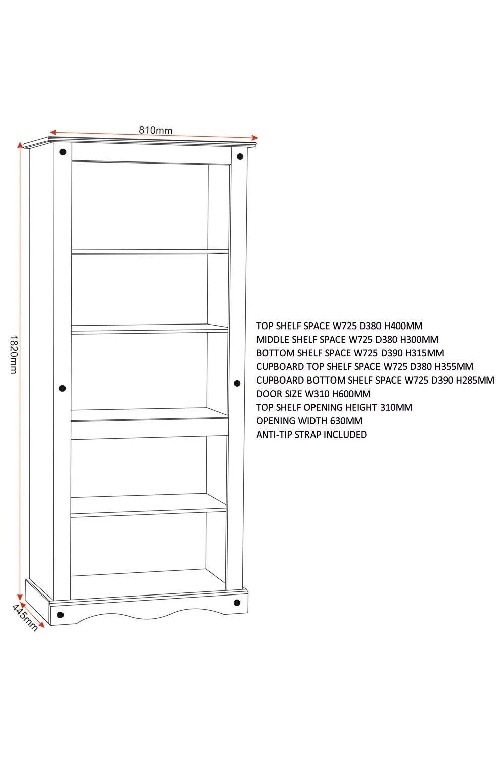 Seconique Corona 2 Door Display Unit/Bookcase in Natural 6
