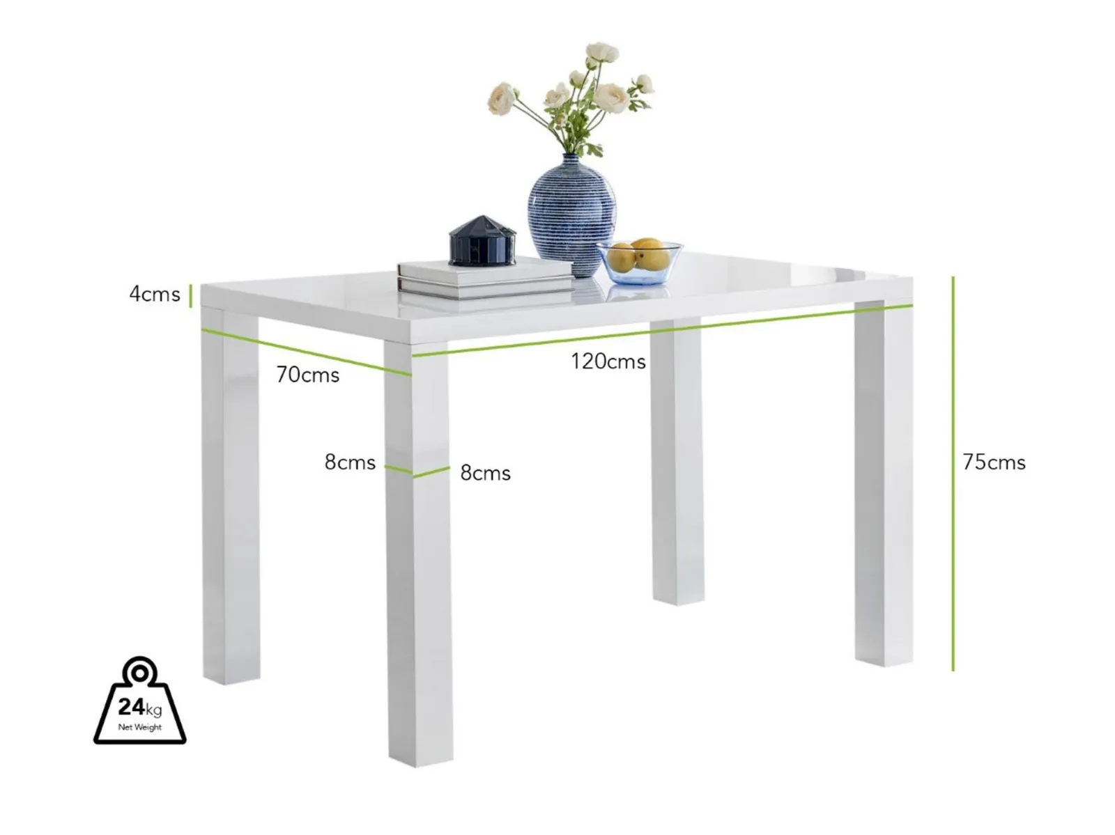 FurnitureboxUK Pivero 120cm 4-Seater Modern High Gloss Dining Table in White 6