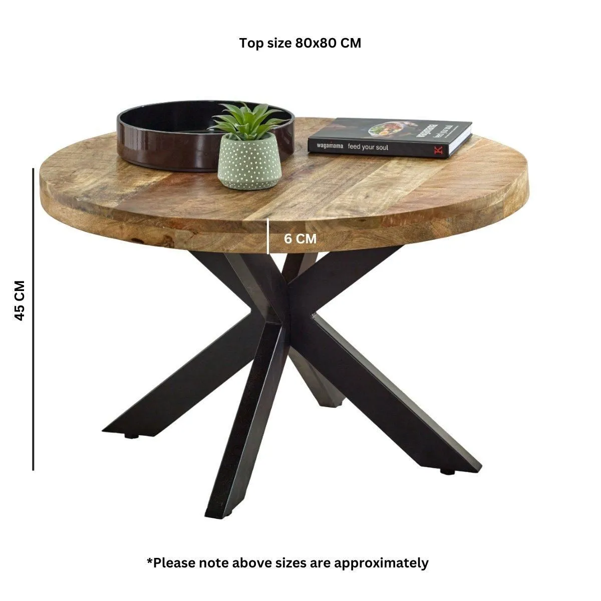 IH Design Bratton Mango Wooden Round Coffee Table Spider Legs in Brown 6