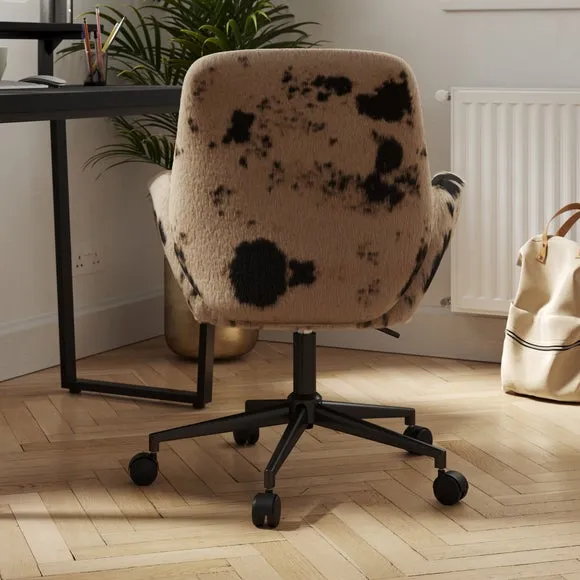 Ginny Cow Print Faux Fur Swivel Office Chair 2