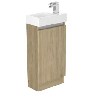 Newland Natural Oak Basin Cloakroom Unit - 400mm