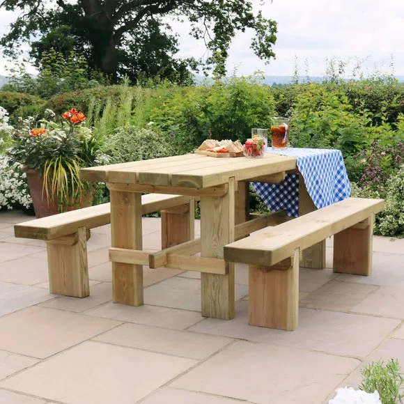 Rebecca Wooden Rectangle Garden Dining Table 5