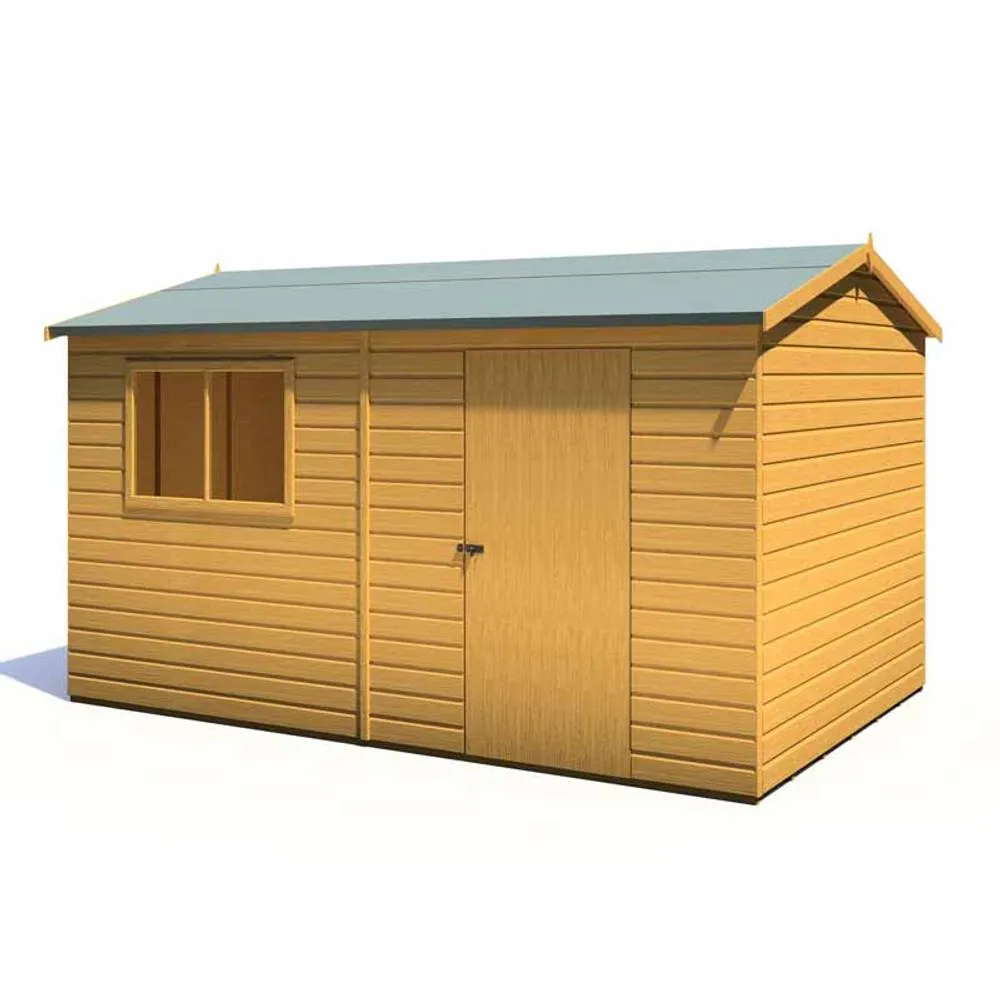 Shires Lewis 12 x 8 Feet Single Door Reverse Apex Style C Shed in Brown 4