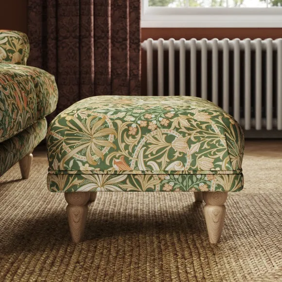 Jolene William Morris Woodland Weeds Print Velvet Footstool 2