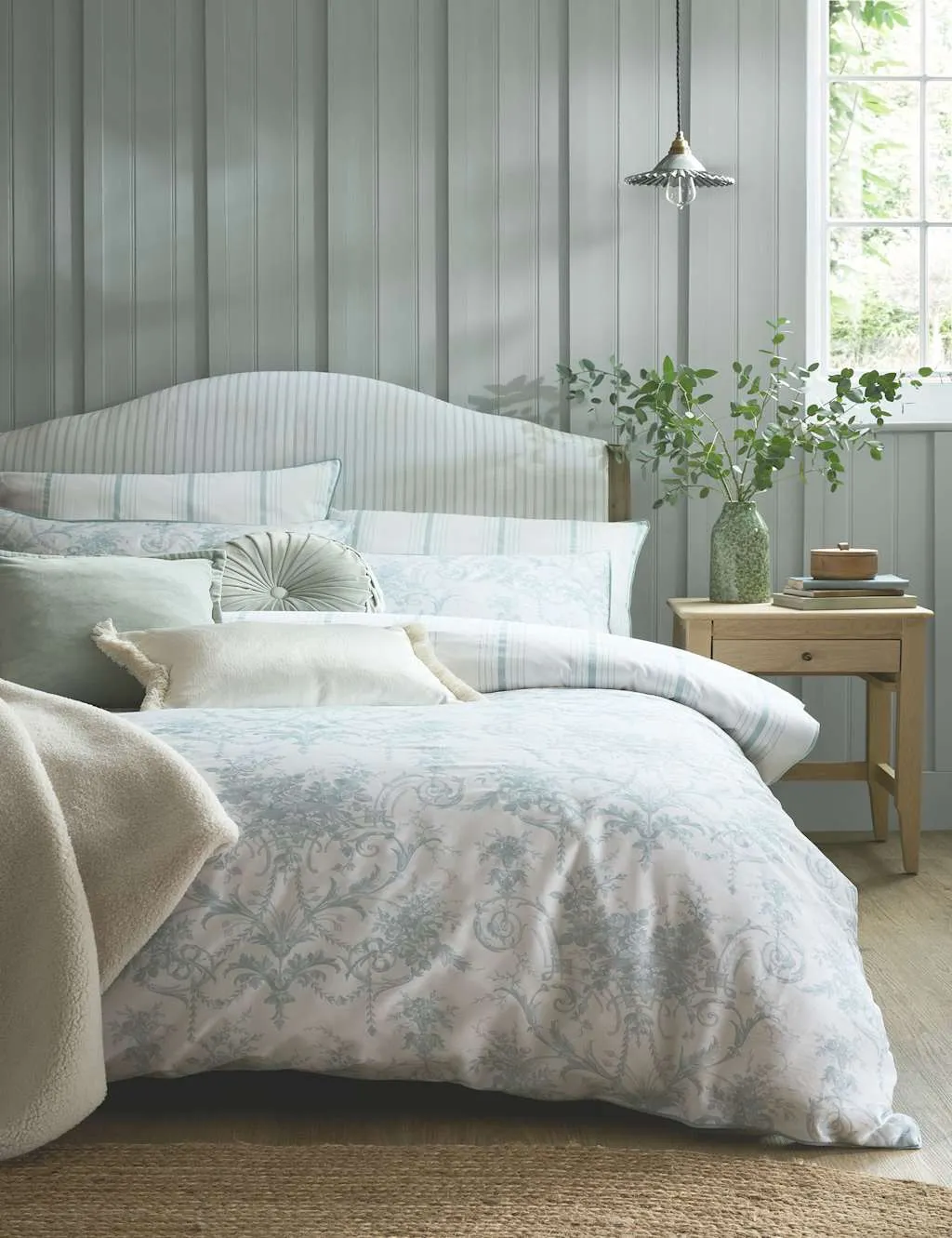 Laura Ashley Tuileries Pure Cotton Sateen Bedding Set Blue Mix
