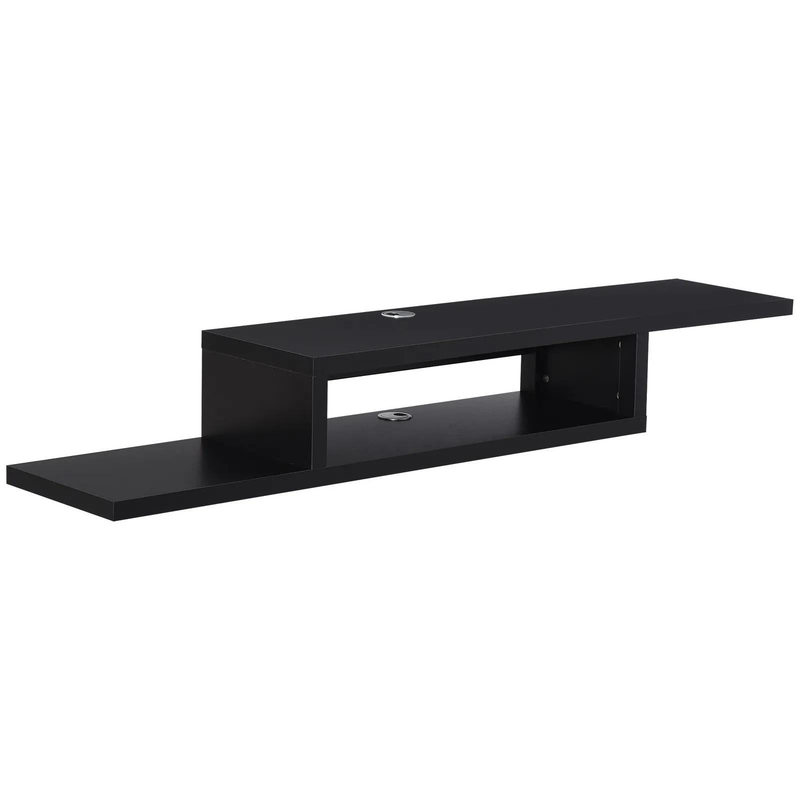 HOMCOM Wall Mounted Media Console, Floating TV Stand Component Shelf in Black 2