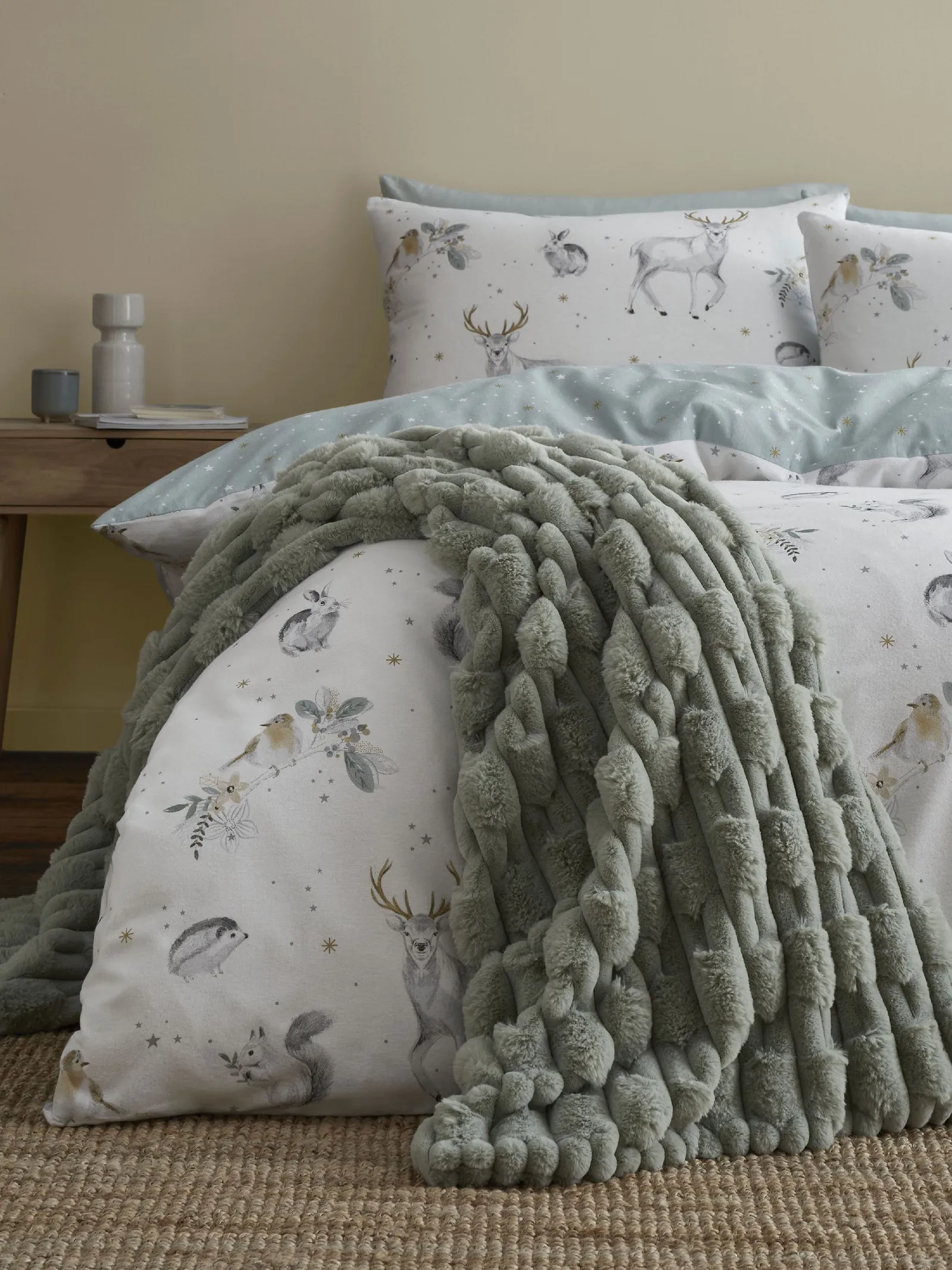 Bianca 'Carved Faux Fur' Blanket Throw in Green
