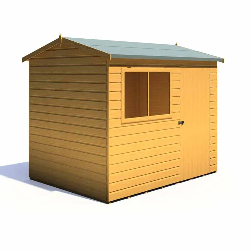 Shires Lewis 8 x 6 Feet Single Door Reverse Apex Style C Shed in Brown 3