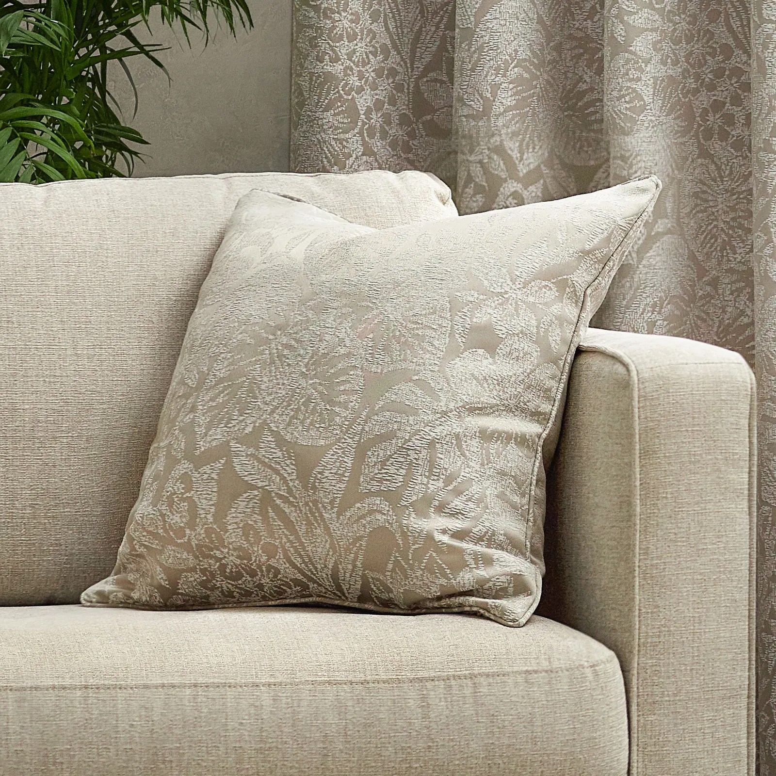 Wylder Nature Bali Botanical Jacquard Cushion in Natural