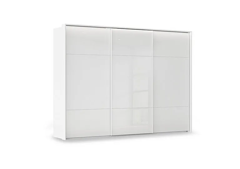 Haven 310cm 3 Door Slider Wardrobe with Glass Doors and Lights