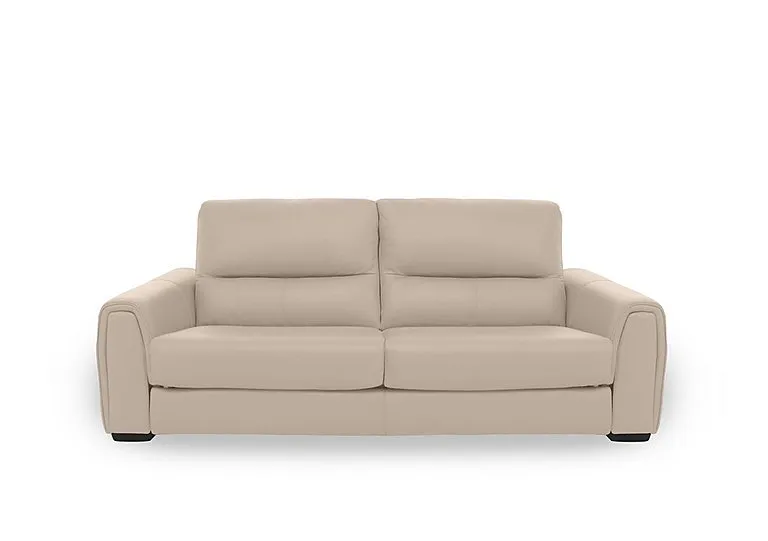 Flex Leather 3 Seater Sofa Bed with Storage Arms - BV Pebble