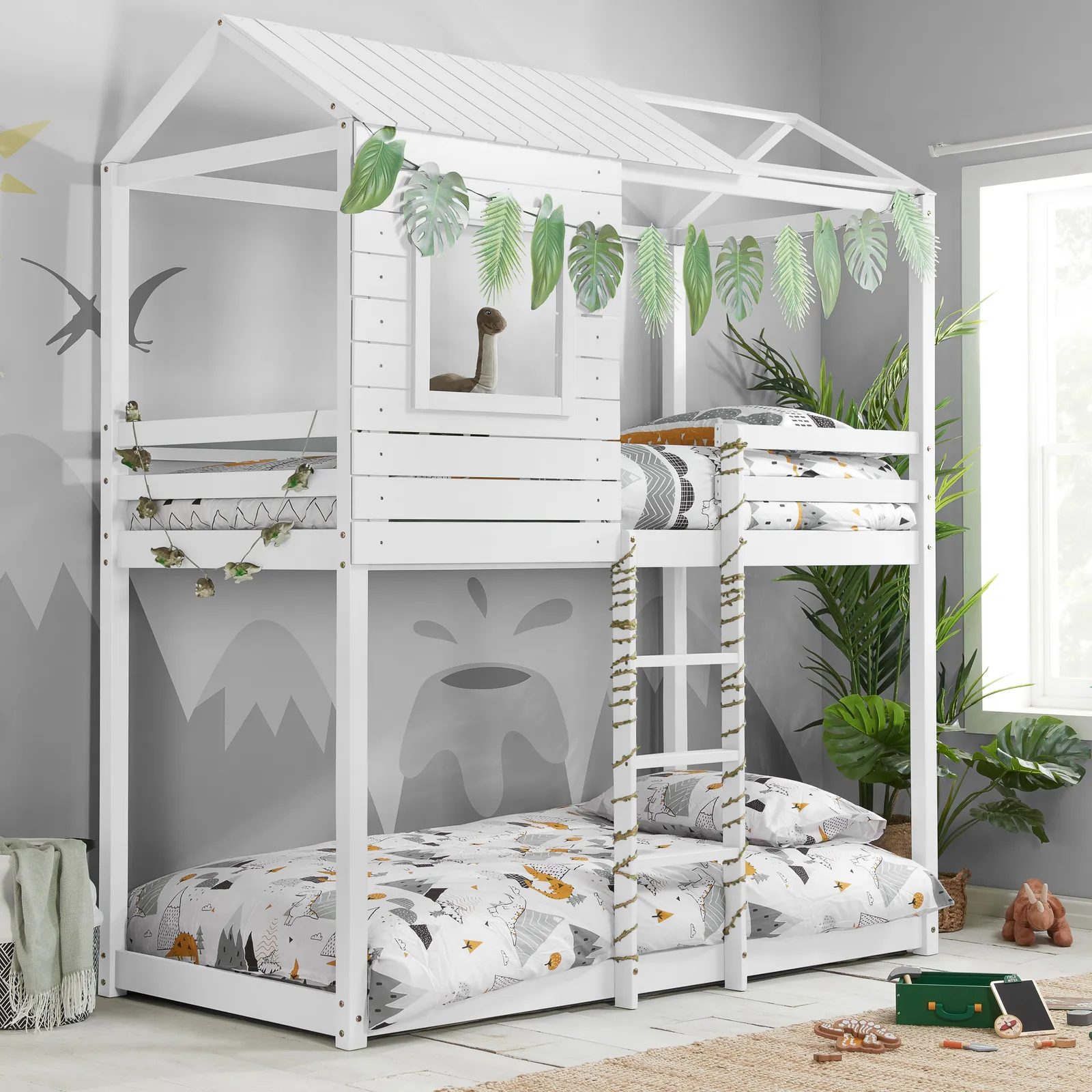 Birlea Solid Wood Bunk Beds Adventure 3FT Single Bed Pine Frame in White
