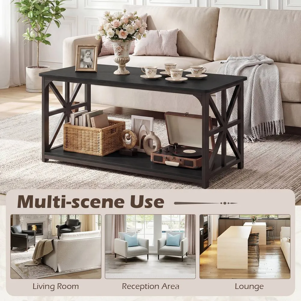 Costway Industrial Farmhouse Accent Table in Black 4