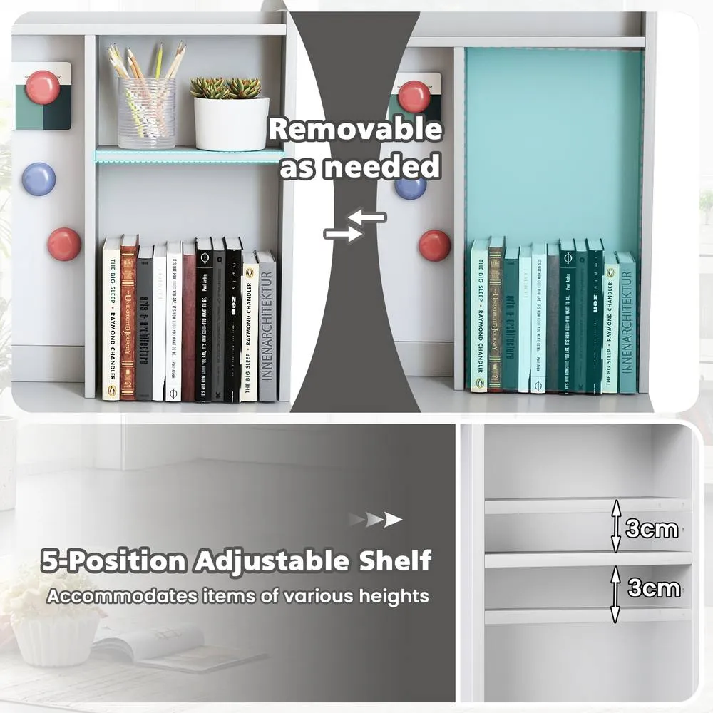 Costway Computer Desk Home Office Desk w/Magnetic Bulletin Board in Grey 6