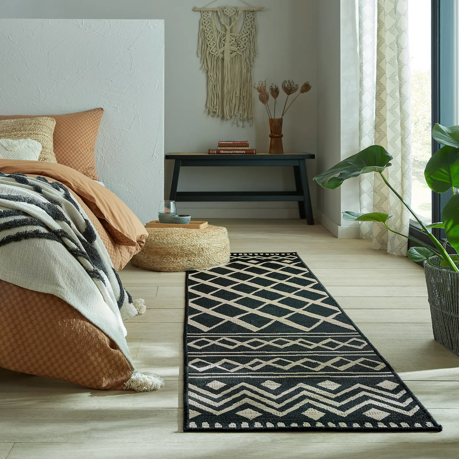 Souk Indoor Outdoor Black Runner Souk Black and Beige
