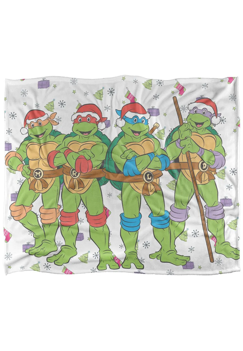 Teenage Mutant Ninja Turtles TMNT Holiday Heroes Silky Touch Super Soft Throw Blanket 152 X 127 cm in White