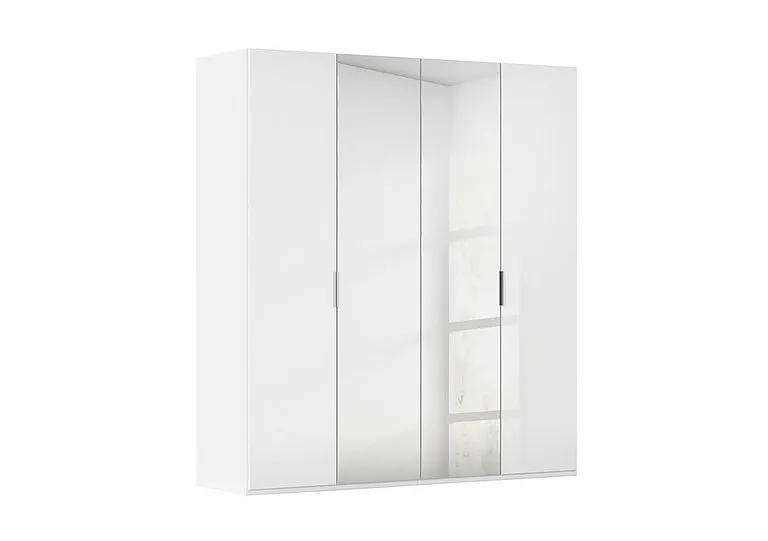 Formes 4 Door Bifold Glass Wardrobe with 2 Mirror Doors - White/White Front