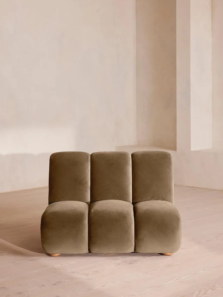 Noelle Modular Armchair, Velvet, Truffle