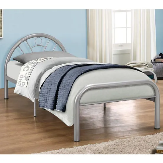 Solo Steel Single Bed In Silver