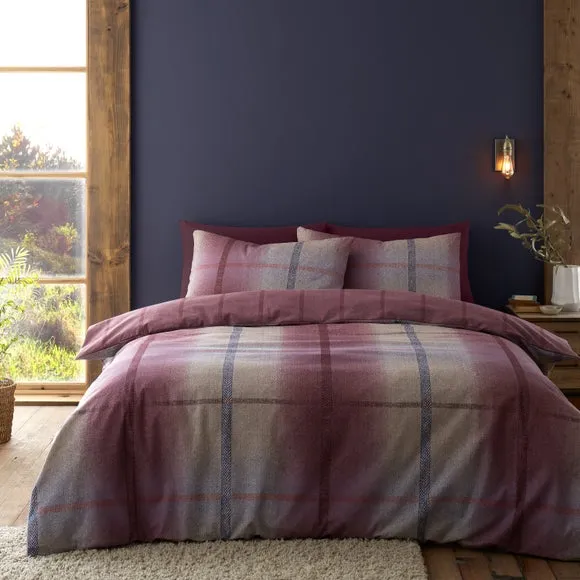 Catherine Lansfield Melrose Tweed 100% Brushed Cotton Duvet Cover & Pillowcase Set 1