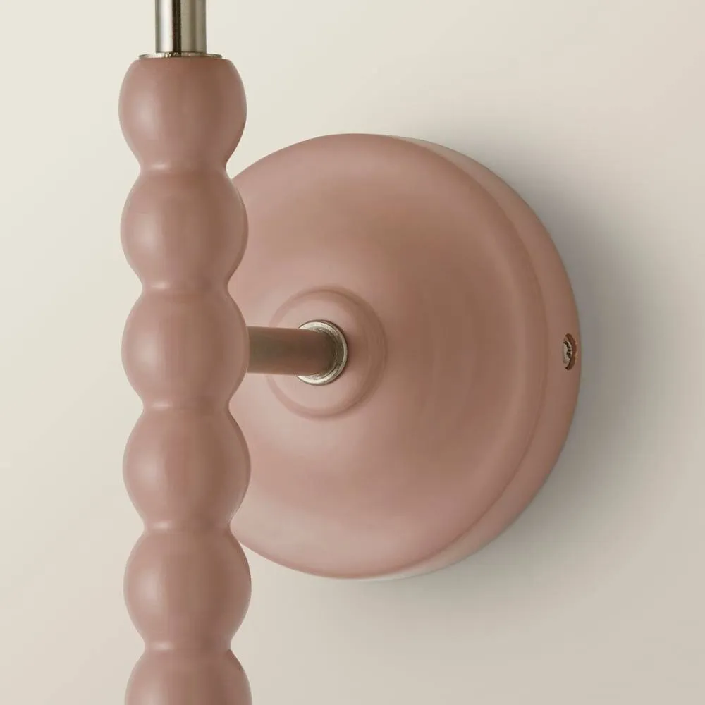ValueLights Bobbins Pastel Bobble Wall Light & Natural Linen Lamp Shade & Bulb in Pale Pink 5