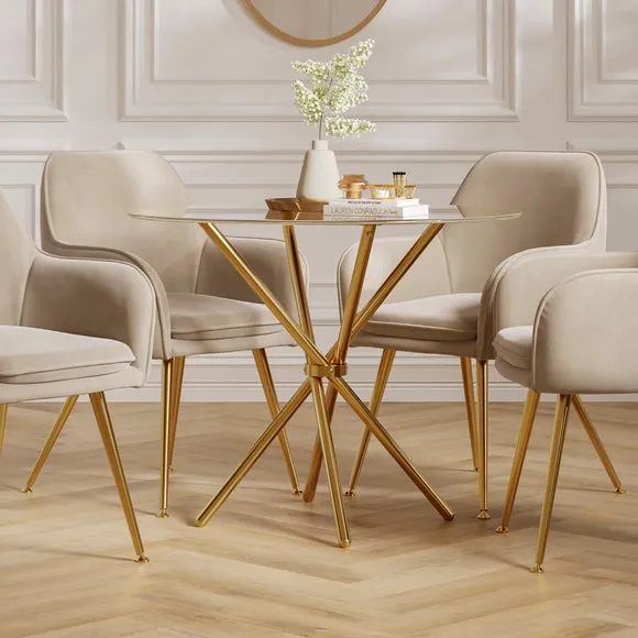Casa 4 Seater Glass Top Dining Table 2