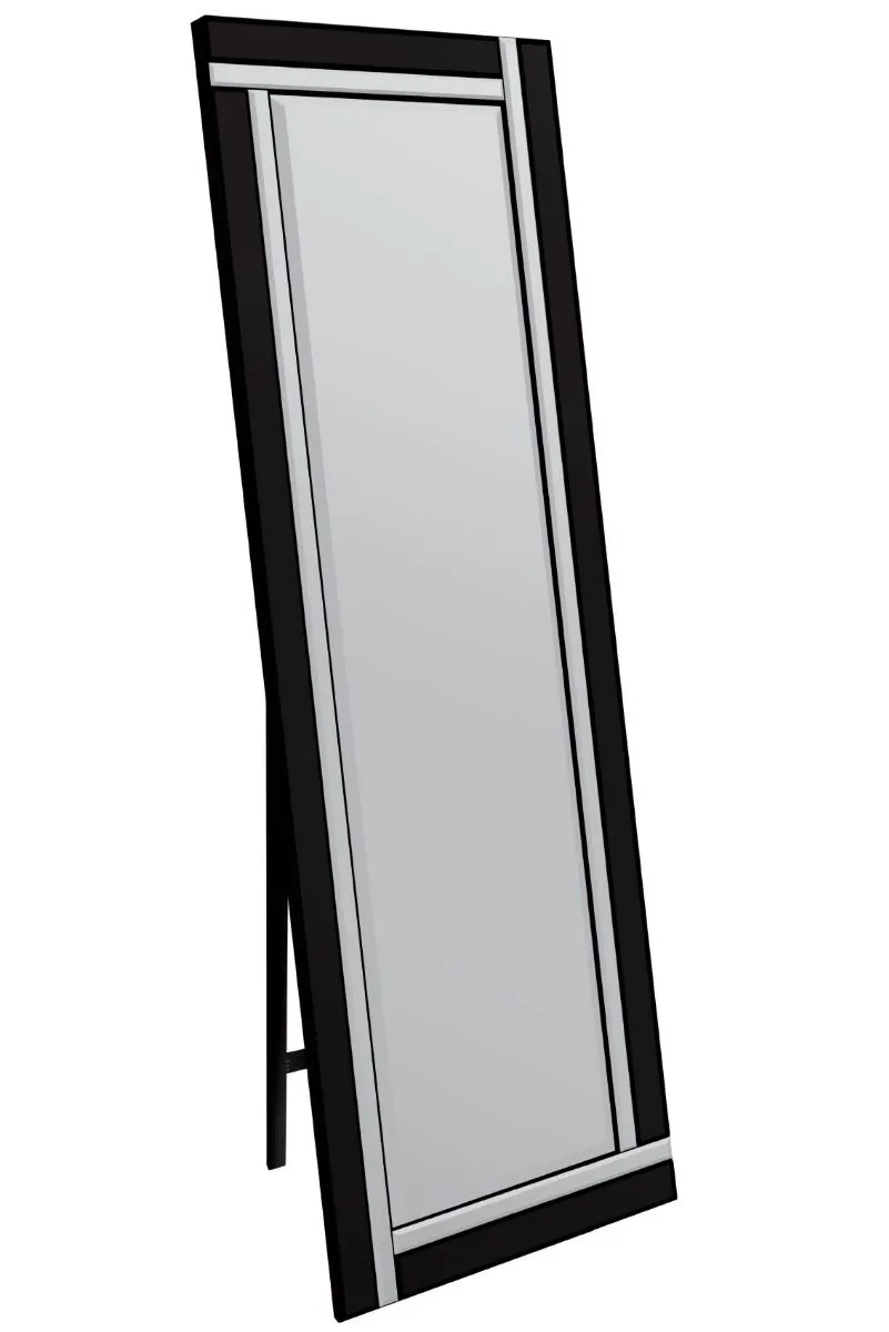 MirrorOutlet Black & Mirror Double Bevel Cheval Dress Mirror 170cm x 58cm 3
