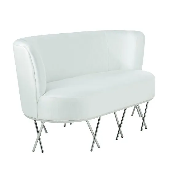 Oprah 2 Seater Sofa In Ivory White Silk With Silver Legs
